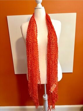 🧡 NWT Coldwater Creek "Orange Crush" Ladder Yarn Scarf